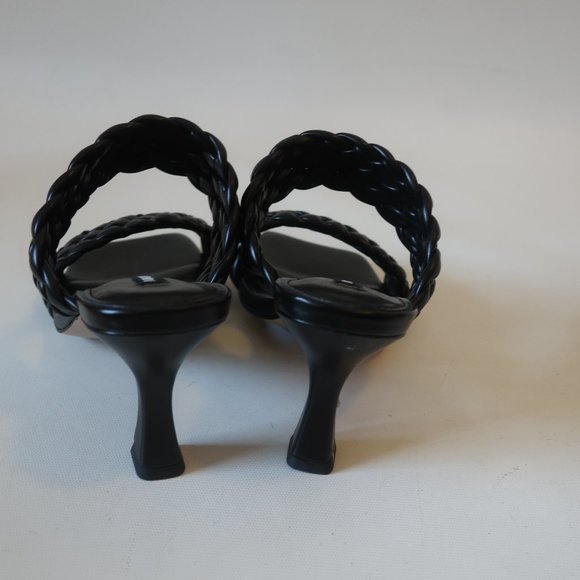 NWOB Womens Nine West Black Braided Leather Strappy Heel Sandals 8 * - Picture 4 of 7